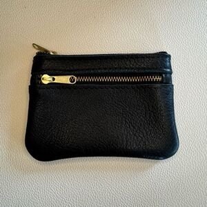 Portland Leather Double Zip Pouch BLACK FAST SHIP PLG Unicorn Wallet Coin Purse